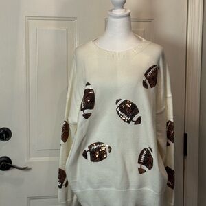 Cozy Football Motif Sweater